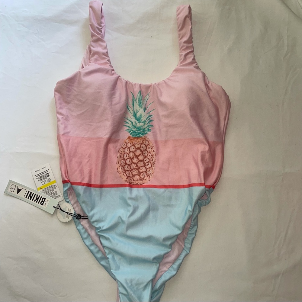 Bikini Lab Pink & Blue Tropical Pineapple One Piece Swim Bathing Suit NEW NWT